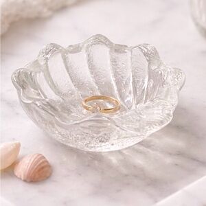 Vintage Clear Glass Shell Jewelry Dish